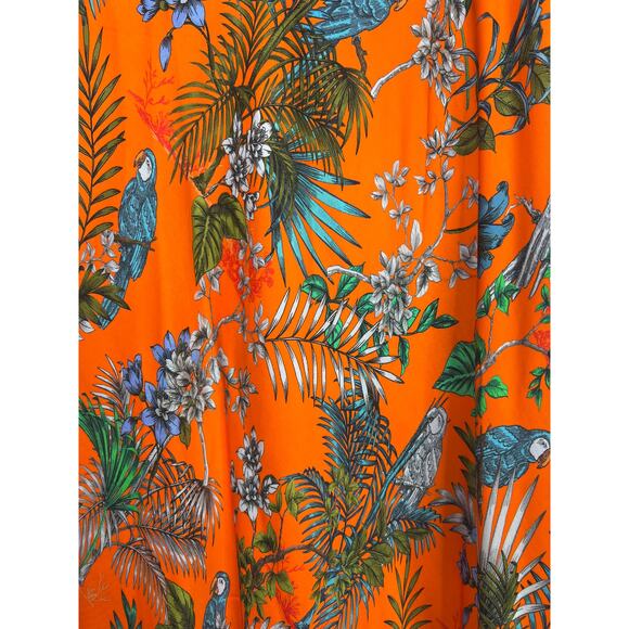 NEW L'Agence Clarisa Printed Bias Midi Skirt Orange Multi Parrot Size: Small - Picture 6 of 8